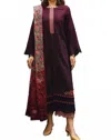 Zaalima Fashion Floral Festive Print Linen Suit Set In Deep Maroon Red In Purple