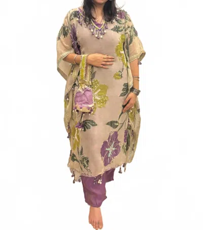 Zaalima Fashion Floral Organza Suit With Dupatta And Potli Bag In Multi