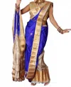 Zaalima Fashion Kanjivaram Silk Saree In Royal Blue & Beige In Blue