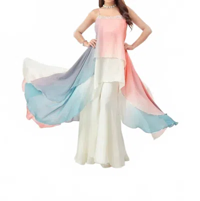 Zaalima Fashion Long Gown In Peach In Multi