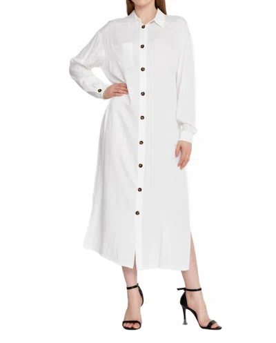 Zaalima Fashion Long Sleeve Midi Linen Column Regular Casual Dress In White