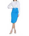 Zaalima Fashion Long Sleeve Midi Polyester Column Regular Casual Dress In White/blue In Multi
