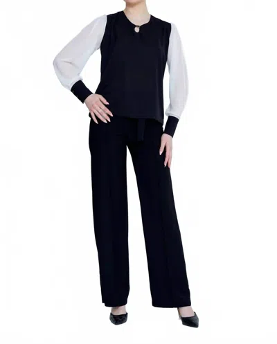 Zaalima Fashion Long Sleeve Solid Color Regular Blouse Dim In Black