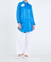 Zaalima Fashion Long Sleeve Solid Color Regular Tunic In Blue In Blue