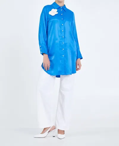 Zaalima Fashion Long Sleeve Solid Color Regular Tunic In Blue