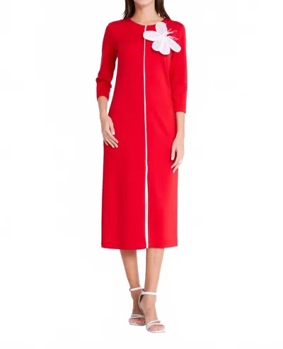 Zaalima Fashion Mid-length Midi Cotton Column Regular Casual Dress In Red