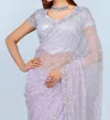 Zaalima Fashion Organza Saree Sequin Embellished Glam In Icy Lavender In Purple