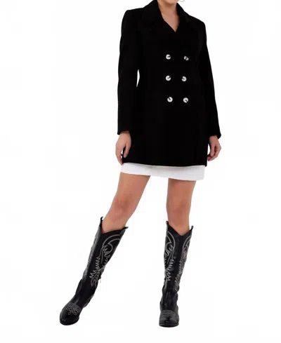 Zaalima Fashion Solid Color Regular Coat In Black