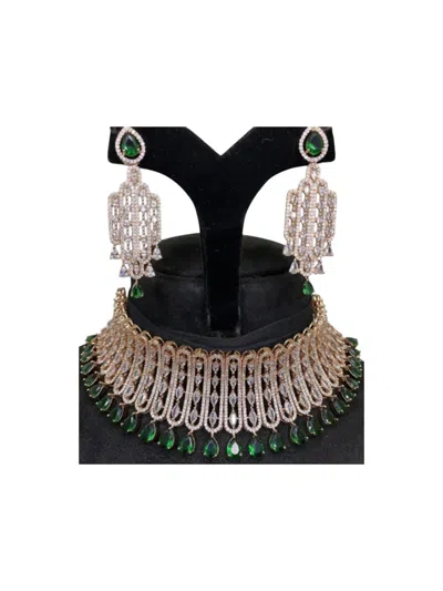 Zaalima Fashion Women's Diamond Necklace In Green