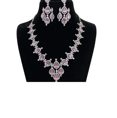Zaalima Fashion Women's Diamond Necklaces In Pink