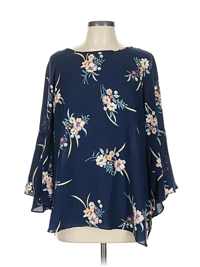 Pre-owned Zac & Rachel 3/4 Sleeve Blouse In Blue