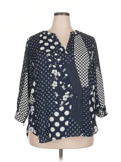 Pre-owned Zac & Rachel 3/4 Sleeve Blouse In Blue