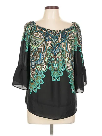 Pre-owned Zac & Rachel 3/4 Sleeve Blouse In Blue