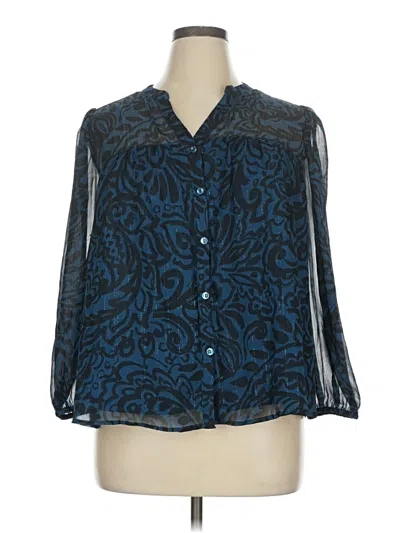 Pre-owned Zac & Rachel 3/4 Sleeve Blouse In Blue