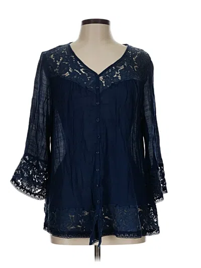 Pre-owned Zac & Rachel 3/4 Sleeve Blouse In Blue