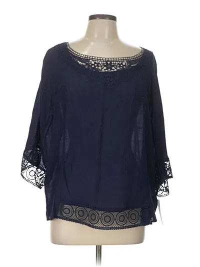 Pre-owned Zac & Rachel 3/4 Sleeve Blouse In Blue