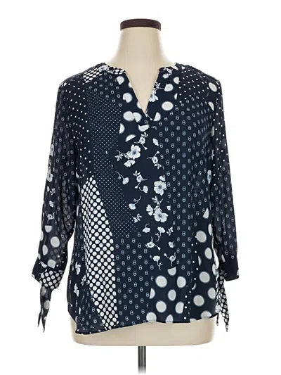 Pre-owned Zac & Rachel 3/4 Sleeve Blouse In Blue