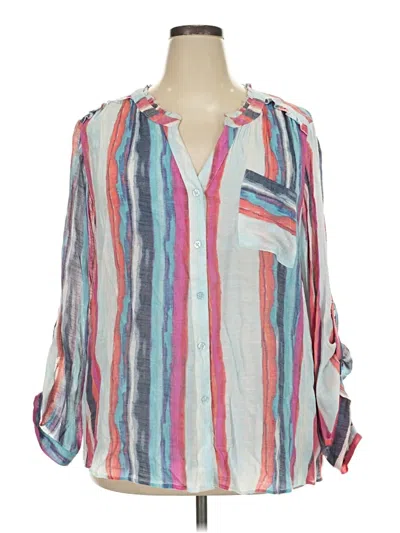 Pre-owned Zac & Rachel 3/4 Sleeve Blouse In Blue