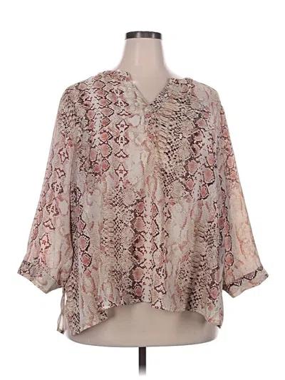 Pre-owned Zac & Rachel 3/4 Sleeve Blouse In Brown