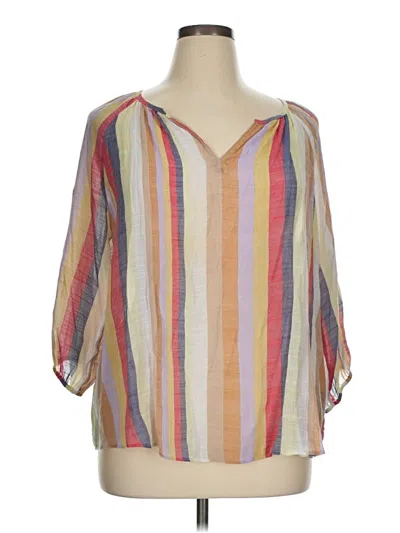 Pre-owned Zac & Rachel 3/4 Sleeve Blouse In Brown