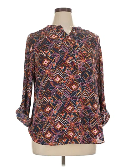 Pre-owned Zac & Rachel 3/4 Sleeve Blouse In Brown
