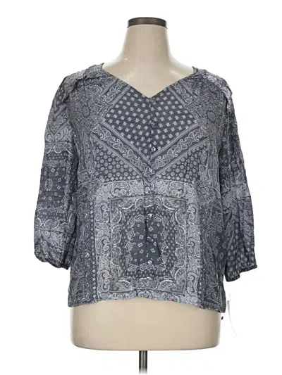 Pre-owned Zac & Rachel 3/4 Sleeve Blouse In Gray
