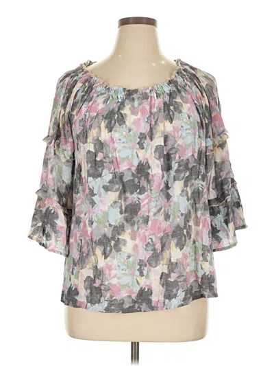 Pre-owned Zac & Rachel 3/4 Sleeve Blouse In Gray