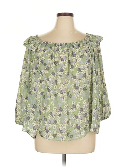 Pre-owned Zac & Rachel 3/4 Sleeve Blouse In Green