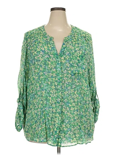 Pre-owned Zac & Rachel 3/4 Sleeve Blouse In Green
