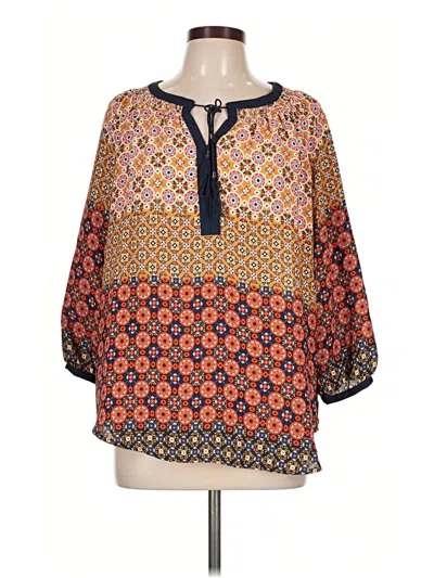 Pre-owned Zac & Rachel 3/4 Sleeve Blouse In Orange