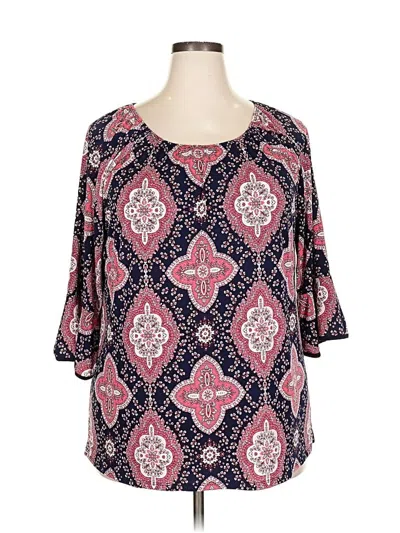Pre-owned Zac & Rachel 3/4 Sleeve Blouse In Pink