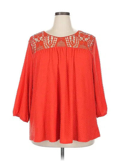 Pre-owned Zac & Rachel 3/4 Sleeve Blouse In Red