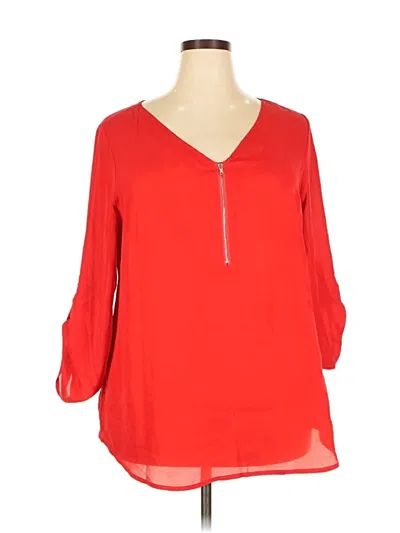 Pre-owned Zac & Rachel 3/4 Sleeve Blouse In Red
