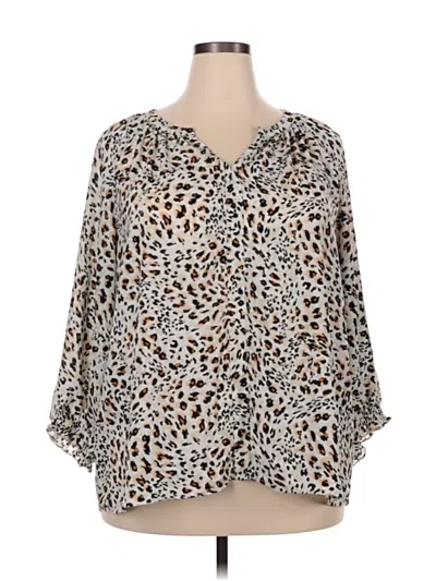 Pre-owned Zac & Rachel 3/4 Sleeve Blouse In Silver