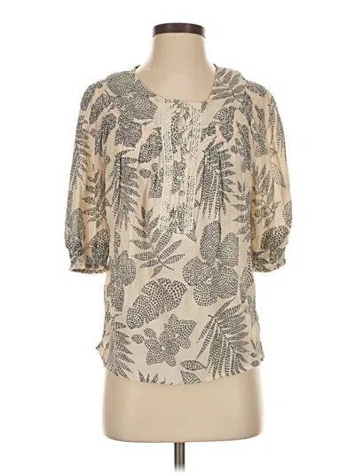 Pre-owned Zac & Rachel 3/4 Sleeve Blouse In Tan