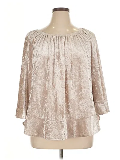 Pre-owned Zac & Rachel 3/4 Sleeve Blouse In Tan