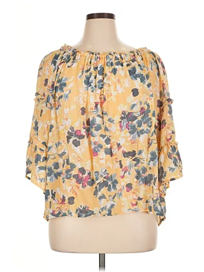 Pre-owned Zac & Rachel 3/4 Sleeve Blouse In Yellow