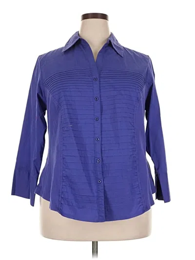 Pre-owned Zac & Rachel 3/4 Sleeve Button Down Shirt In Blue