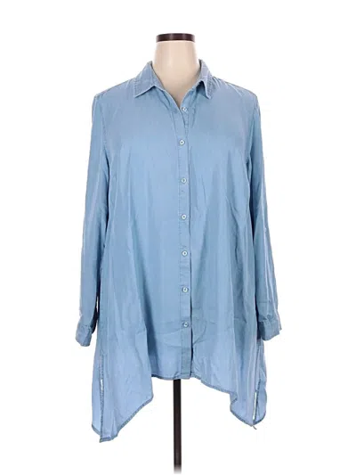 Pre-owned Zac & Rachel 3/4 Sleeve Button Down Shirt In Blue