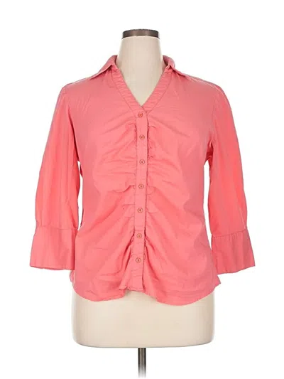 Pre-owned Zac & Rachel 3/4 Sleeve Button Down Shirt In Pink