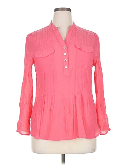 Pre-owned Zac & Rachel 3/4 Sleeve Button Down Shirt In Pink