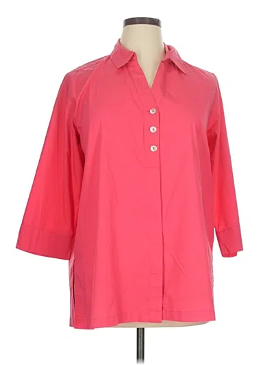 Pre-owned Zac & Rachel 3/4 Sleeve Button Down Shirt In Pink