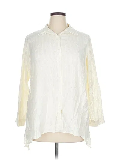 Pre-owned Zac & Rachel 3/4 Sleeve Button Down Shirt In White