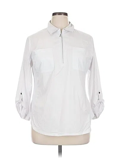 Pre-owned Zac & Rachel 3/4 Sleeve Button Down Shirt In White
