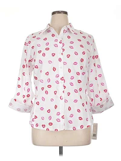 Zac & Rachel 3/4 Sleeve Button Down Shirt In White