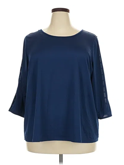Pre-owned Zac & Rachel 3/4 Sleeve Top Blue Boatneck Tops