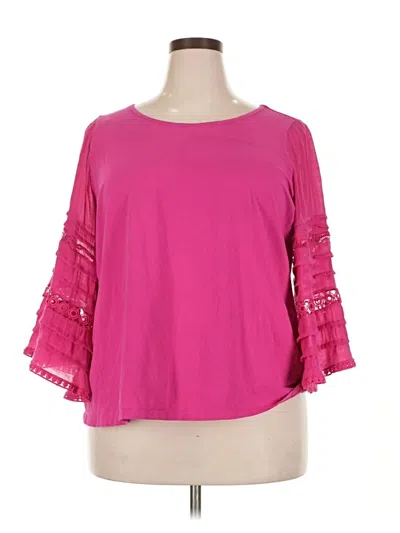 Pre-owned Zac & Rachel 3/4 Sleeve Top Pink Cold Shoulder Neckline Tops