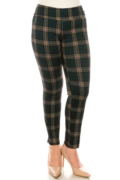 Zac & Rachel Figure Defining Slim Ankle Pull On Pants In Green/red/black