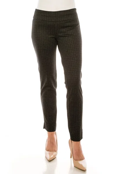 Zac & Rachel Figure Defining Slim Ankle Pull On Pants In Sand Black Blue In Green
