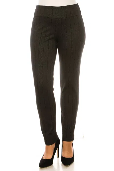 Zac & Rachel Figure-defining Slim Ankle Pull On Pants In Grey/black Herringbo